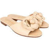 Chanel Beige Leather Camelia Sandals (35)