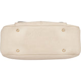 Gucci White Leather GG Monogram Bamboo Handbag