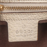 Gucci White Leather GG Monogram Bamboo Handbag