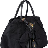 Prada Black Nylon Flower Handbag