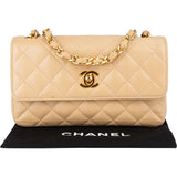 Chanel Quilted Lambskin 24K Gold Single Flap Crossbody Bag