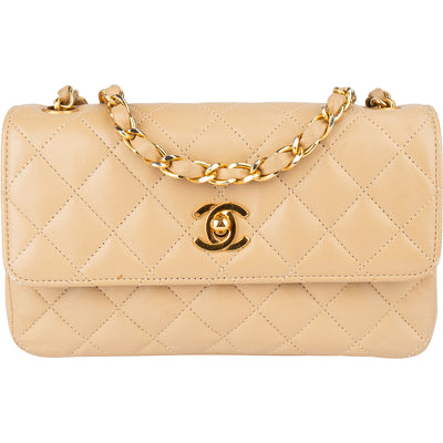 Chanel Quilted Lambskin 24K Gold Single Flap Crossbody Bag - vintageandkickz