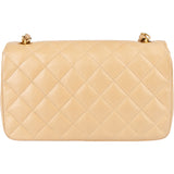 Chanel Quilted Lambskin 24K Gold Single Flap Crossbody Bag