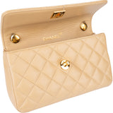 Chanel Quilted Lambskin 24K Gold Single Flap Crossbody Bag
