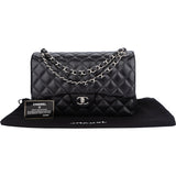 Chanel Quilted Lambskin Palladium Double Flap Jumbo Crossbody Bag