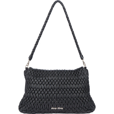 Miu Miu Quilted Leather Crystal Shoulder Bag - vintageandkickz