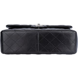 Chanel Quilted Lambskin Palladium Double Flap Jumbo Crossbody Bag