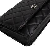 Chanel Quilted Lambskin Palladium Wallet On Chain Crossbody Bag