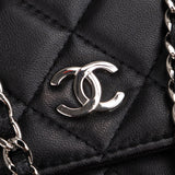 Chanel Quilted Lambskin Palladium Wallet On Chain Crossbody Bag