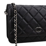 Chanel Quilted Lambskin Palladium Wallet On Chain Crossbody Bag