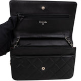 Chanel Quilted Lambskin Palladium Wallet On Chain Crossbody Bag