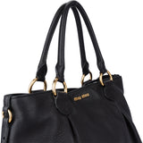 Miu Miu Black Leather City Handbag