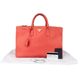 Prada Corallo Saffiano Leather Triangle Galleria Handbag