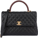 Chanel Lizard Quilted Caviar Leather CC Coco Top Handle Handbag