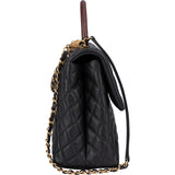 Chanel Lizard Quilted Caviar Leather CC Coco Top Handle Handbag