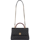 Chanel Lizard Quilted Caviar Leather CC Coco Top Handle Handbag