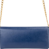 Prada Blue Leather Wallet On Chain Crossbody Bag
