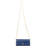 Prada Blue Leather Wallet On Chain Crossbody Bag