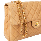 Chanel Quilted Lambskin 24K Gold Jumbo Single Flap Crossbody Bag