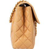 Chanel Quilted Lambskin 24K Gold Jumbo Single Flap Crossbody Bag