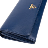 Prada Blue Leather Wallet On Chain Crossbody Bag