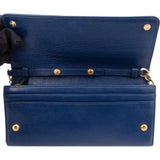 Prada Blue Leather Wallet On Chain Crossbody Bag