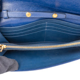 Prada Blue Leather Wallet On Chain Crossbody Bag