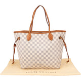 Louis Vuitton Damier Azur Monogram Neverfull MM Shopper Handbag
