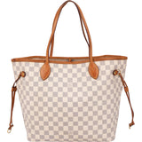 Louis Vuitton Damier Azur Monogram Neverfull MM Shopper Handbag