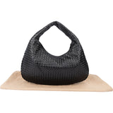 Bottega Veneta Black Intrecciato Leather Belly Hobo Bag