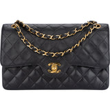 Chanel Quilted Lambskin 24K Gold Double Flap Crossbody Bag