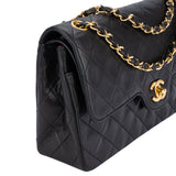 Chanel Quilted Lambskin 24K Gold Double Flap Crossbody Bag