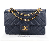 Chanel Quilted Lambskin 24K Gold Small Double Flap Crossbody Bag