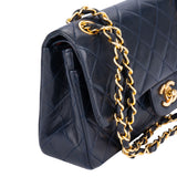 Chanel Quilted Lambskin 24K Gold Small Double Flap Crossbody Bag