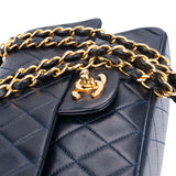 Chanel Quilted Lambskin 24K Gold Small Double Flap Crossbody Bag