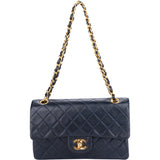 Chanel Quilted Lambskin 24K Gold Small Double Flap Crossbody Bag