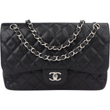 Chanel Quilted Caviar Leather Jumbo Double Flap Crossbody Bag