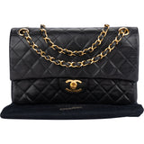 Chanel Quilted Lambskin 24K Gold Lagerfeld Double Flap Shoulder Bag