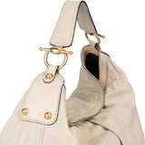 Gucci White Leather Horsebit Shoulder Bag