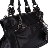 Prada Black Leather Triangle Butterfly Handbag