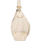 Gucci White Leather Horsebit Shoulder Bag