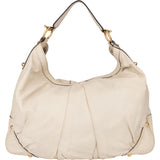 Gucci White Leather Horsebit Shoulder Bag