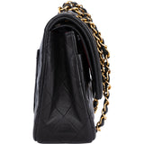 Chanel Quilted Lambskin 24K Gold Lagerfeld Double Flap Shoulder Bag