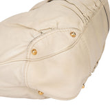 Gucci White Leather Horsebit Shoulder Bag