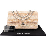 Chanel Quilted Tweed Palladium Medium Double Flap Crossbody Bag