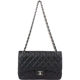 Chanel Quilted Caviar Leather Jumbo Double Flap Crossbody Bag