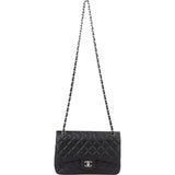 Chanel Quilted Caviar Leather Jumbo Double Flap Crossbody Bag