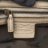 Gucci White Leather Horsebit Shoulder Bag