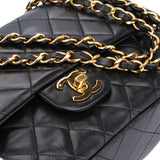 Chanel Quilted Lambskin 24K Gold Lagerfeld Double Flap Shoulder Bag