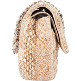 Chanel Quilted Tweed Palladium Medium Double Flap Crossbody Bag